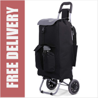 Hoppa Fully Insulated Lightweight 2 Wheeled Large Capacity Shopping Trolley Black
