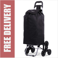 Hoppa Black Stair Climber 6 Wheel Shopping Trolley