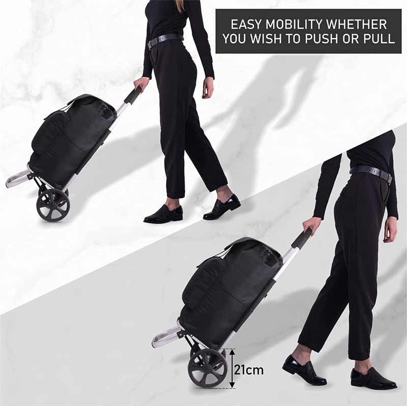 Hoppa Fully Insulated 2 Wheeled Huge Capacity Shopping Trolley with XL Wheels Black #6