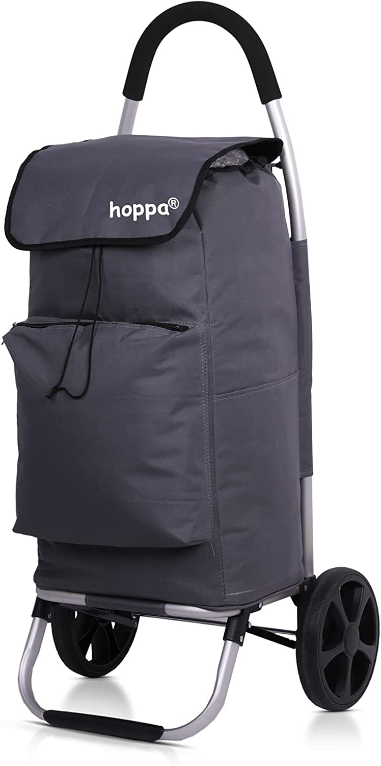Hoppa Fully Insulated 2 Wheeled Huge Capacity Shopping Trolley with XL Wheels Grey #1