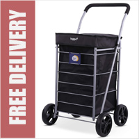 Hoppa Milano Premium 4 Wheel Shopping Trolley with Extra Large Capacity Black