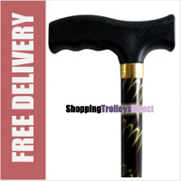 Deluxe Brown with Swirls Ladies Adjustable Walking Stick - 23" - 38.5"