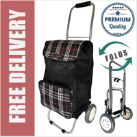 Lorenz Sorrento Folding / Collapsible Frame Premium 2 Wheel Compact Shopping Trolley with Large Front Pocket