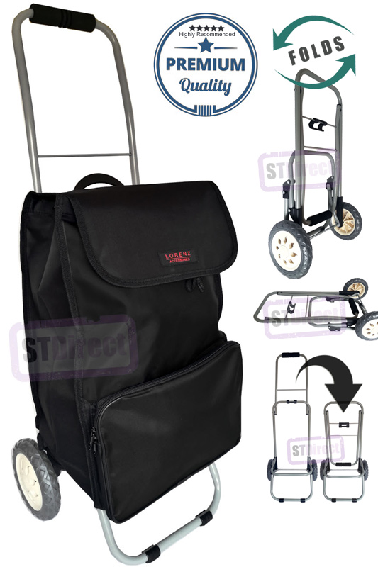 Lorenz Sorrento Folding / Collapsible Frame Premium 2 Wheel Compact Shopping Trolley with Large Front Pocket #1