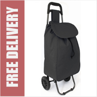 Montpellier 2 Wheel Super Lightweight Shopping Trolley with Large Capacity Plain Black