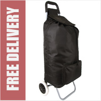 Orlando Extra Large Capacity 2 Wheel Shopping Trolley with Front Pocket Black