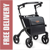 Rollz Flex 2 Ultra Modern Shopper Rollator Front Swivel 4 Wheel Shopping Trolley with Seat and Safety Brake (STANDARD SIZE) Classic Brakes