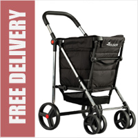 Rolser Basket Polar Folding 6 Wheel Shopping Trolley XL Rear Wheels Adjustable Handle Black