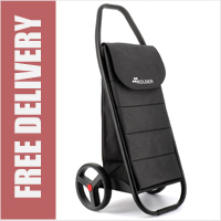 Rolser Com 8 Tube Black TWEED POLAR Heavy Duty Folding 2 Wheel Shopping Trolley Black