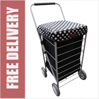Stafford 4 Wheel Shopping Trolley Black with White Polka Dots