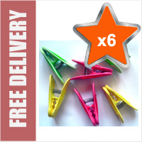 6 x Super Deluxe Jumbo Clothes Line Pegs with Rubber Grip