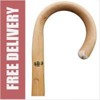 TAMAKA® Handcrafted Crook Handle Wooden Walking Stick Lightweight NHS Style Strong Rustic (37")