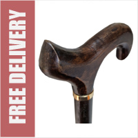 TAMAKA® Gents Handcrafted Dark Brown Wooden Derby Cane With Collar Walking Stick - 94cm (37")
