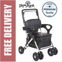 TAMAKA® Maxima 6 Wheel Shopping Trolley with Seat Backrest and Armrests Strong and Stable with Brakes Lightweight