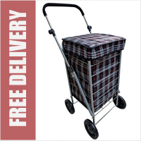 Seville Lightweight 4 Wheel Shopping Trolley with Adjustable Handle Black Check
