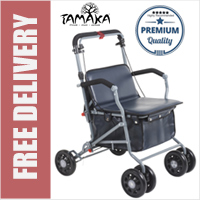 TAMAKA® Ultima 6 Wheel Shopping Trolley with Seat Backrest and Armrests Strong and Stable with Brakes Heavy-Duty