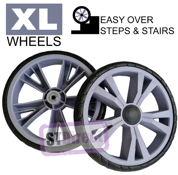 2 x Deluxe XL Replacement Spare Wheels for TWO WHEELED Shopping Trolleys and Carts #1