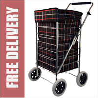 Colorado Premium 4 Wheel Shopping Trolley with Adjustable Handle Black Check