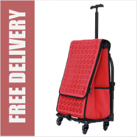Farino Local Top-Loading 4 Wheeler 360 Degree Spinner Shopper Trolley Red