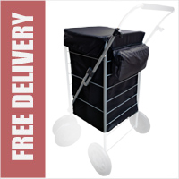 Deluxe Replacement Spare Bag with Rear Accessory Pouch for 4 or 6 Wheel Cage Trolleys (BAG ONLY) Plain Black