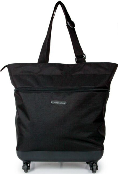 Mini-Maxi Designer Look Expandable 360 Degree Super Lightweight Folding Shopping Bag on 4 Wheels Black #2