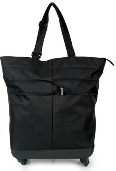 Mini-Maxi Designer Look Expandable 360 Degree Super Lightweight Folding Shopping Bag on 4 Wheels Black #3
