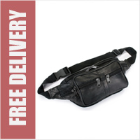 Real Soft Leather Bum Bag, Money Waist Belt Bag, for Men & Ladies Travel Holiday